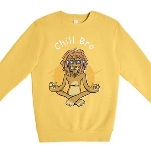 Funny Rasta Lion Chill Bro Namaste Yoga Cool Gift Premium Crewneck Sweatshirt