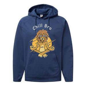 Funny Rasta Lion Chill Bro Namaste Yoga Cool Gift Performance Fleece Hoodie