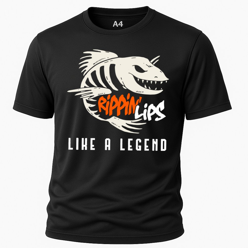 Fishing Rippin Lips Like A Legend Fish Bones Cooling Performance Crew T-Shirt
