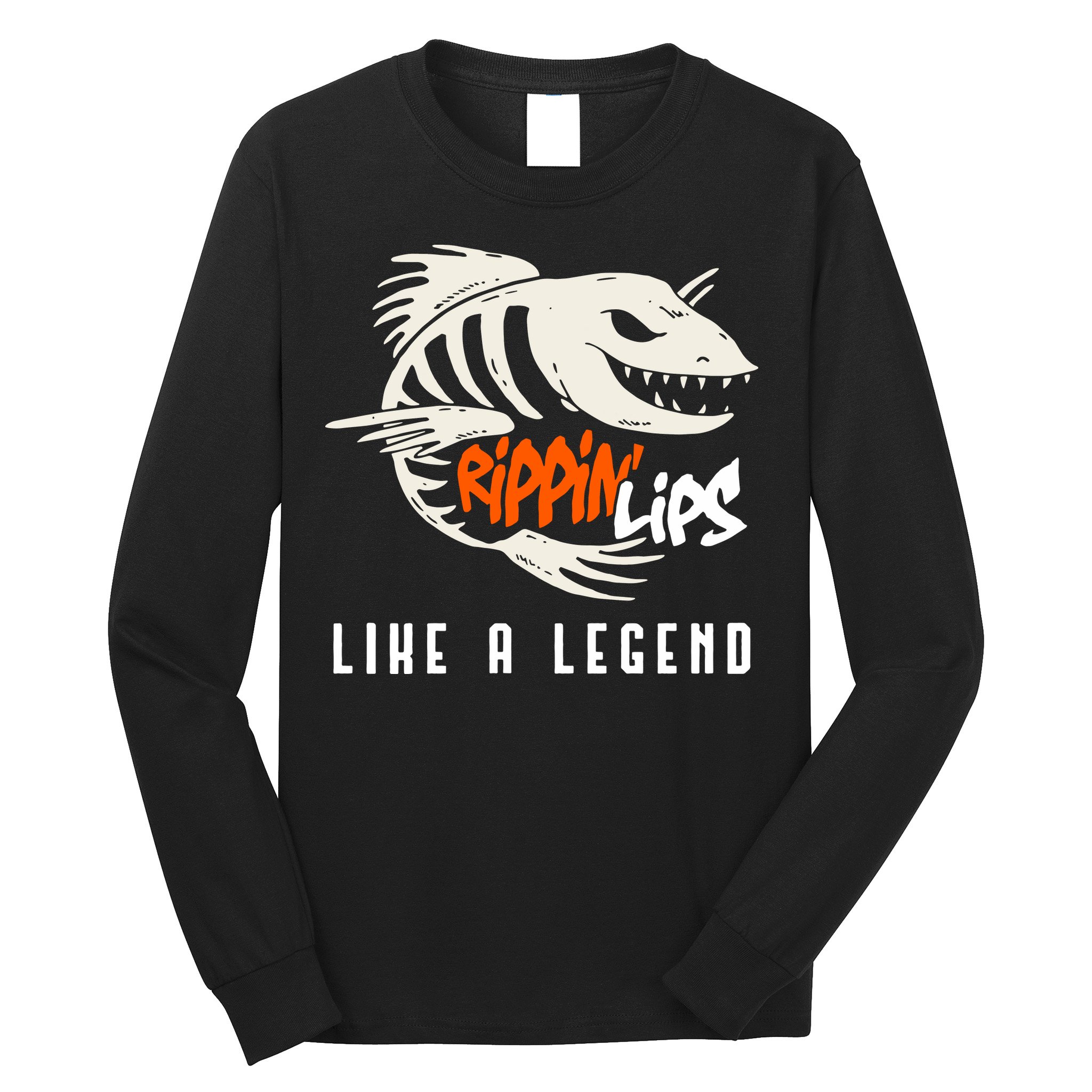 Fishing Rippin Lips Like A Legend Fish Bones Long Sleeve Shirt