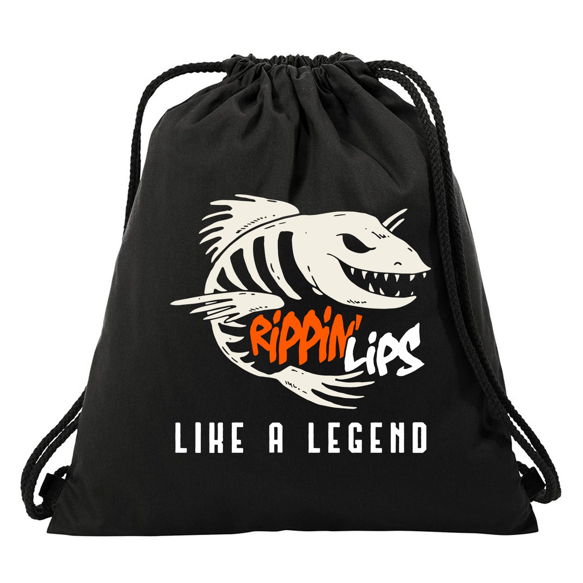 Fishing Rippin Lips Like A Legend Fish Bones Drawstring Bag