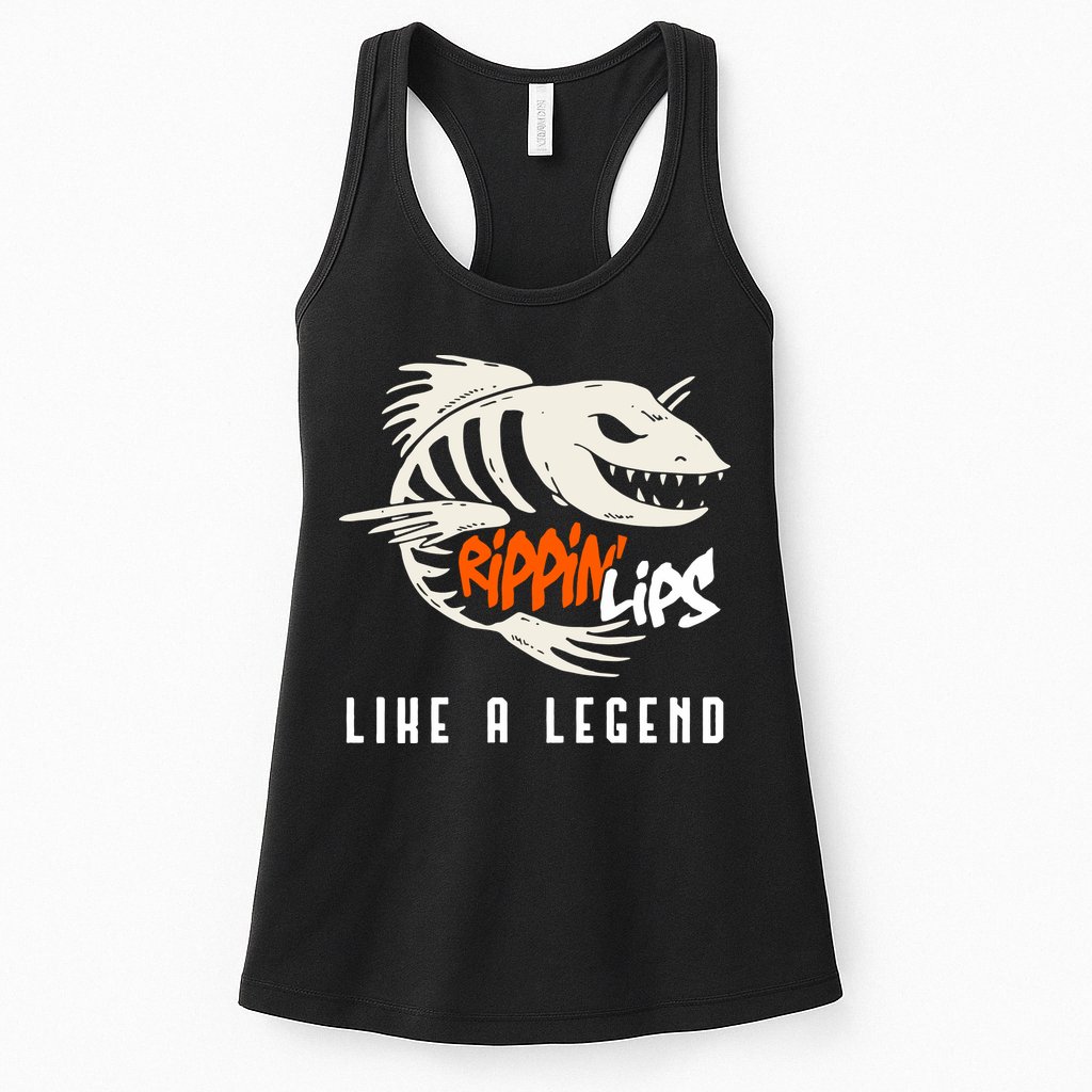 Fishing Rippin Lips Like A Legend Fish Bones Womens Tank Top