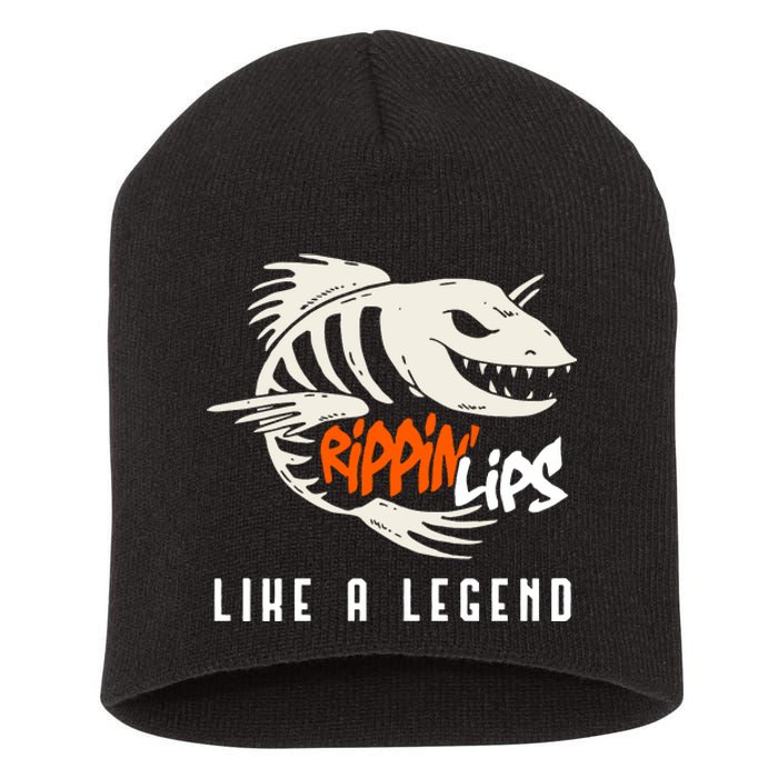 Fishing Rippin Lips Like A Legend Fish Bones Short Acrylic Beanie