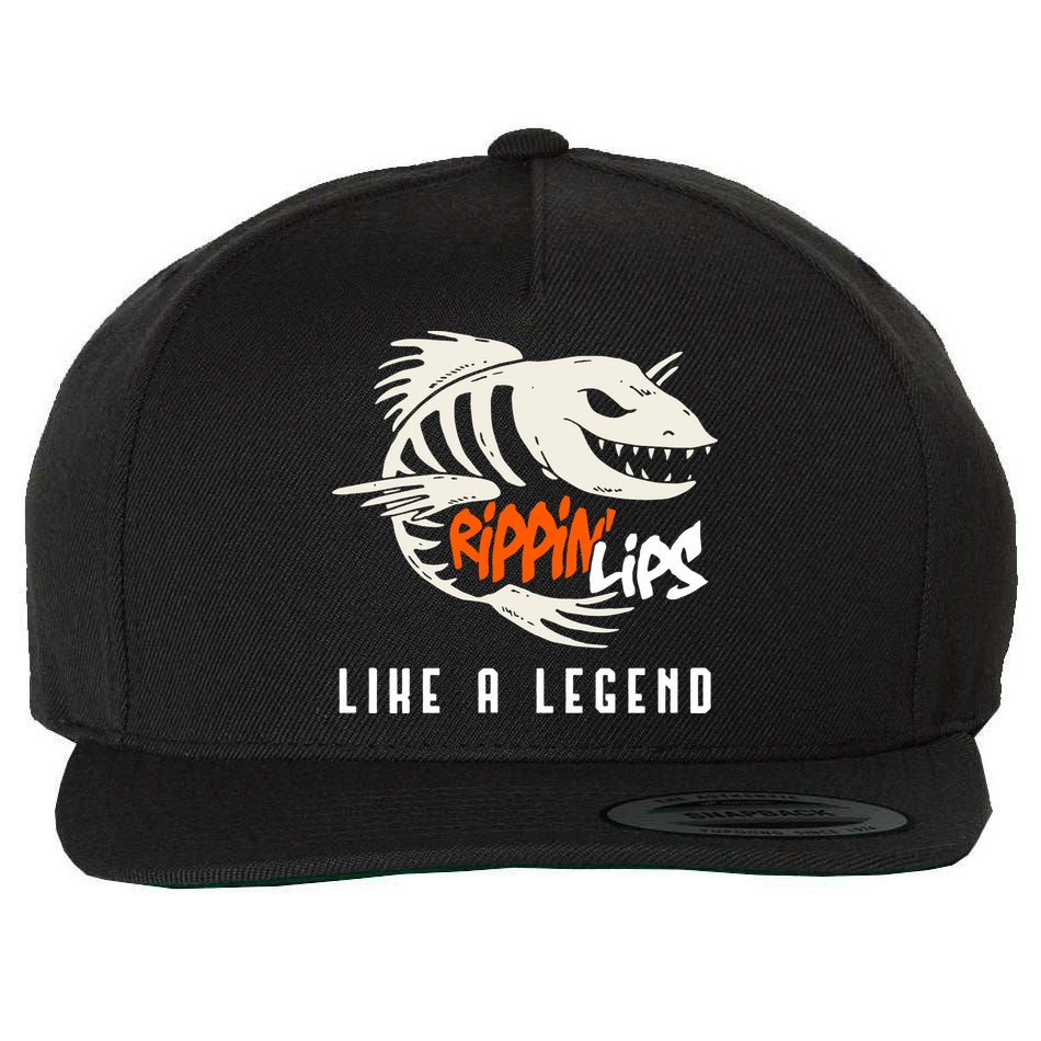Fishing Rippin Lips Like A Legend Fish Bones Wool Snapback Cap