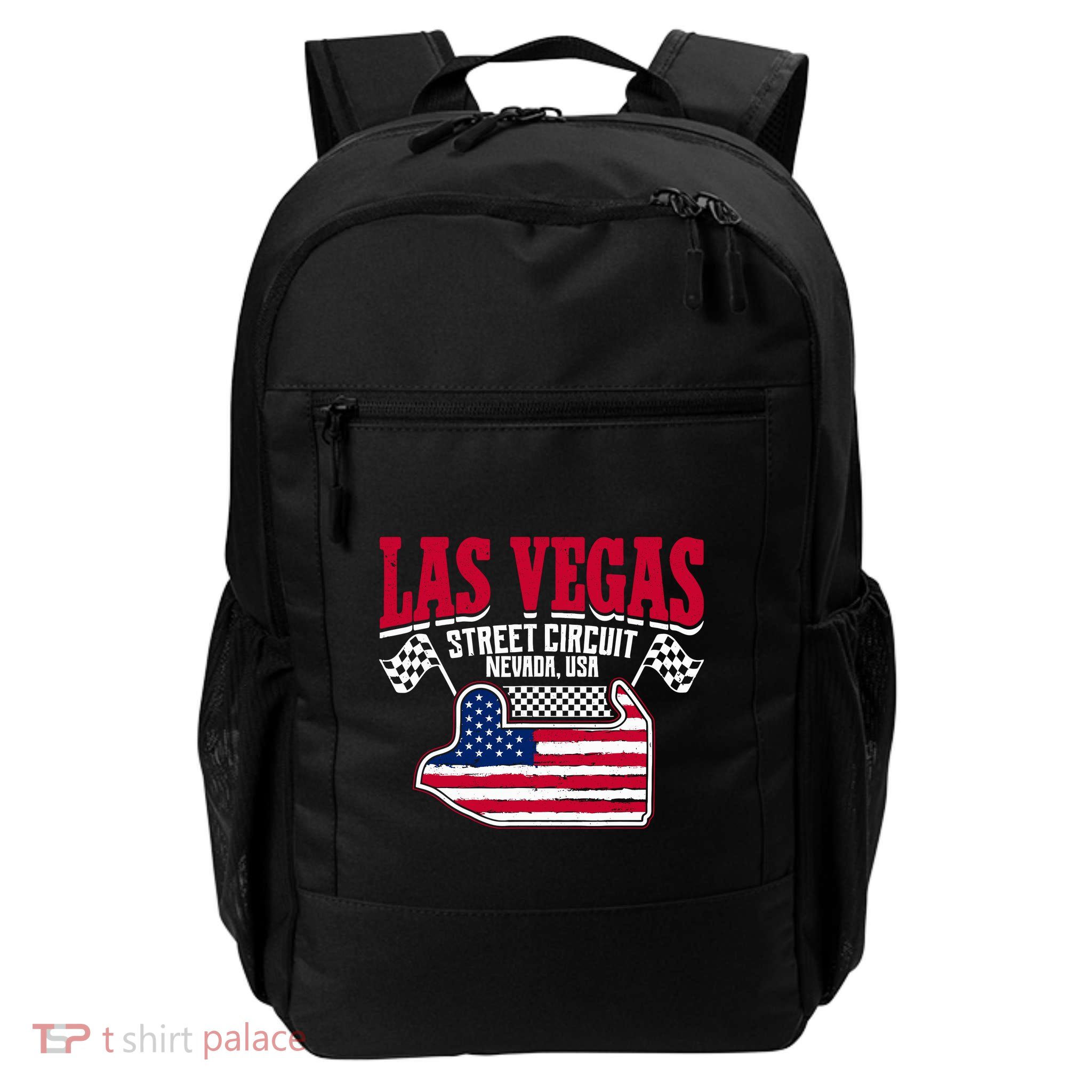 Formula Racing Las Vegas Circuit Open Wheel Car Usa Flag Backpack
