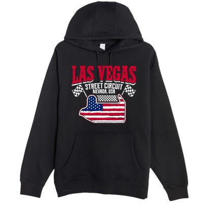 Formula Racing Las Vegas Circuit Open Wheel Car Usa Flag Premium Pullover Hoodie