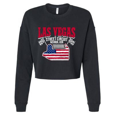 Formula Racing Las Vegas Circuit Open Wheel Car Usa Flag Cropped Pullover Crew
