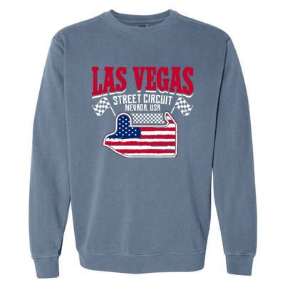 Formula Racing Las Vegas Circuit Open Wheel Car Usa Flag Garment-Dyed Sweatshirt