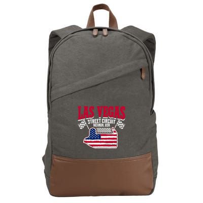 Formula Racing Las Vegas Circuit Open Wheel Car Usa Flag Cotton Canvas Backpack