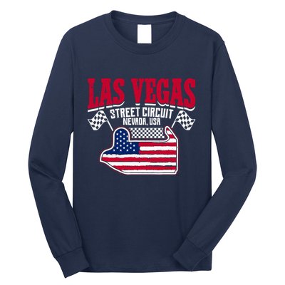 Formula Racing Las Vegas Circuit Open Wheel Car Usa Flag Long Sleeve Shirt
