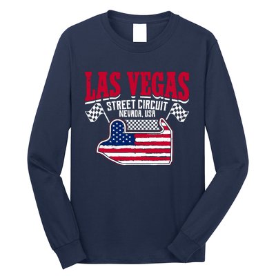 Formula Racing Las Vegas Circuit Open Wheel Car Usa Flag Long Sleeve Shirt