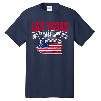 Formula Racing Las Vegas Circuit Open Wheel Car Usa Flag Tall T-Shirt