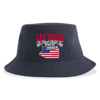 Formula Racing Las Vegas Circuit Open Wheel Car Usa Flag Sustainable Bucket Hat