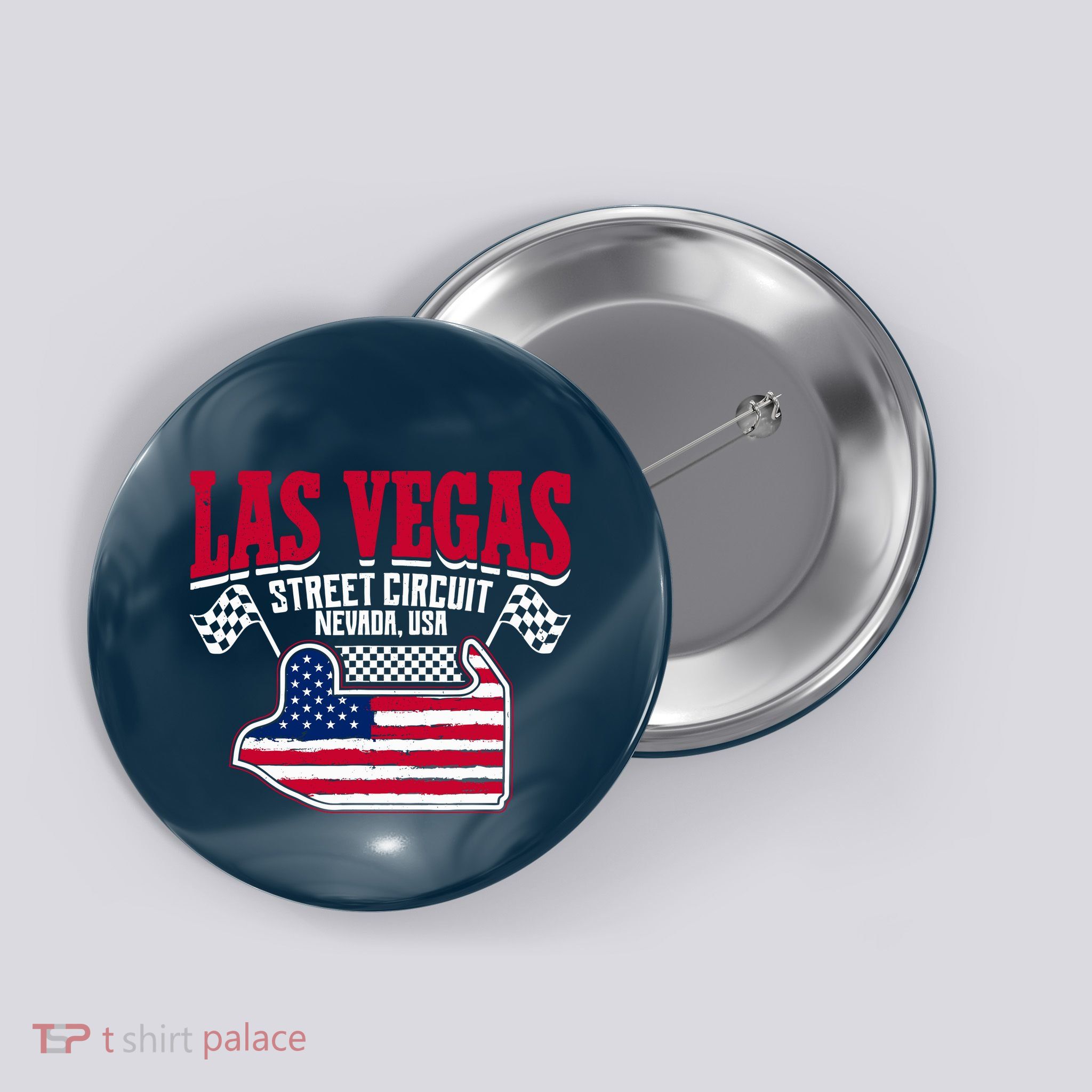 Formula Racing Las Vegas Circuit Open Wheel Car Usa Flag Button