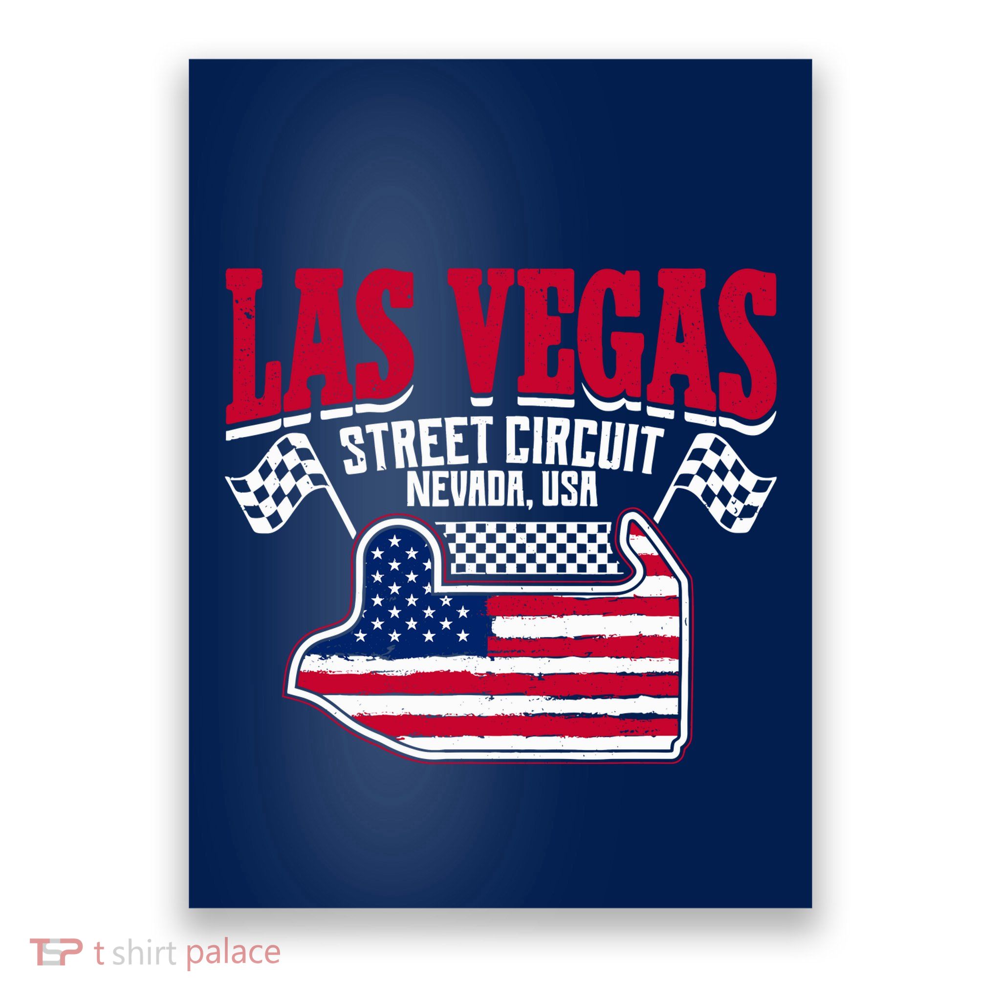Formula Racing Las Vegas Circuit Open Wheel Car Usa Flag Poster