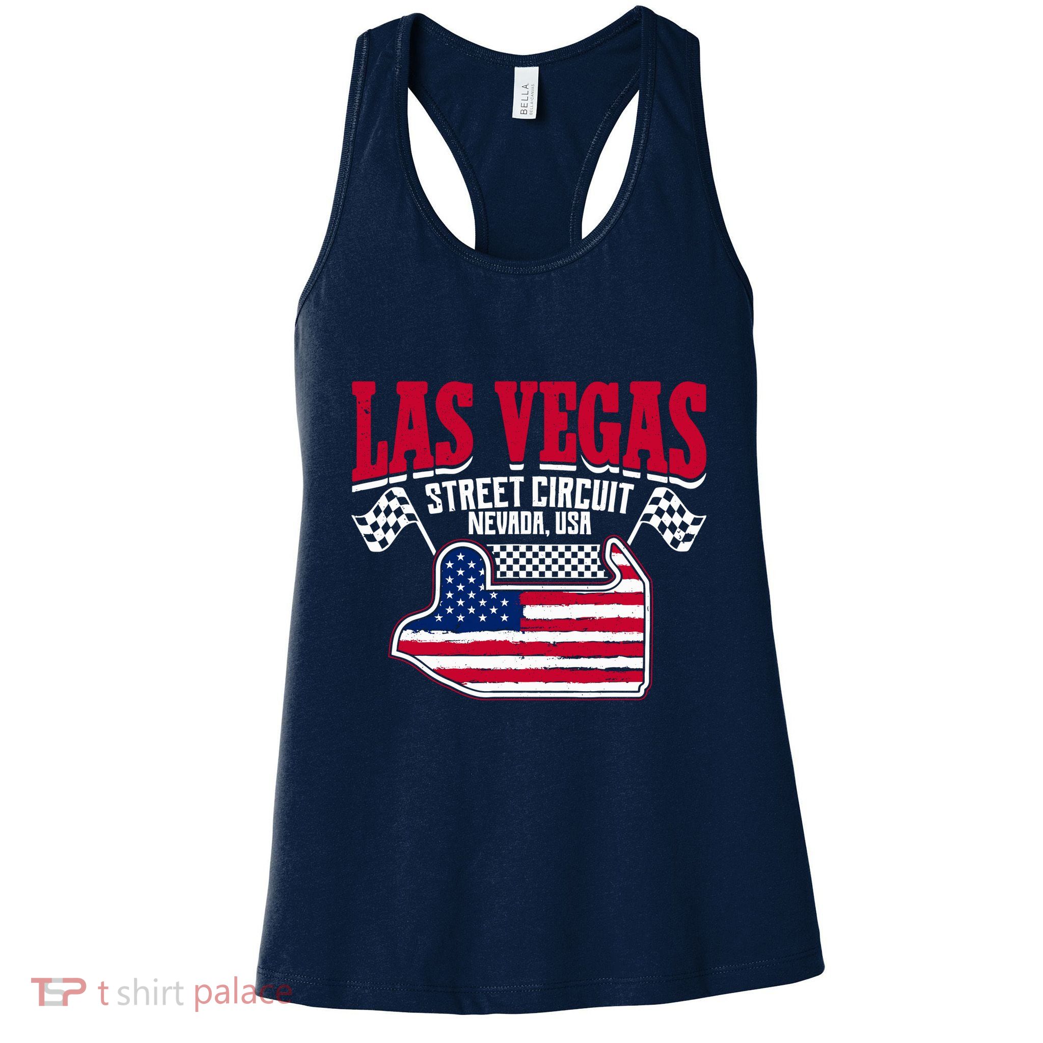 Formula Racing Las Vegas Circuit Open Wheel Car Usa Flag Womens Tank Top