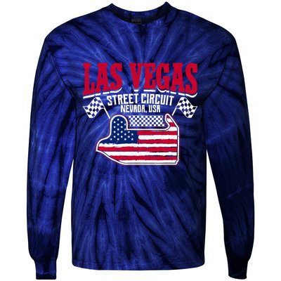 Formula Racing Las Vegas Circuit Open Wheel Car Usa Flag Tie-Dye Long Sleeve Shirt