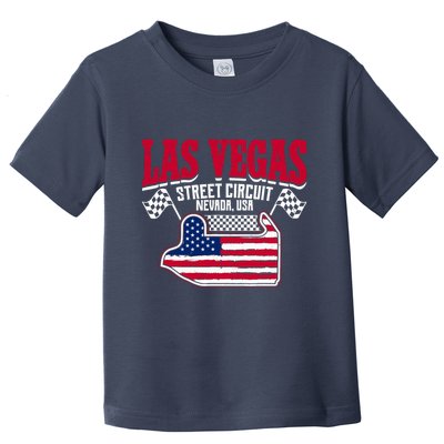 Formula Racing Las Vegas Circuit Open Wheel Car Usa Flag Toddler T-Shirt