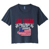 Formula Racing Las Vegas Circuit Open Wheel Car Usa Flag Women's Crop Top Tee