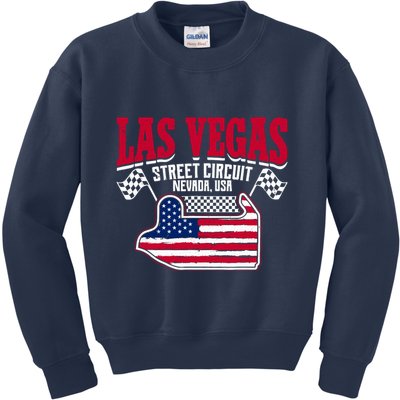 Formula Racing Las Vegas Circuit Open Wheel Car Usa Flag Kids Sweatshirt
