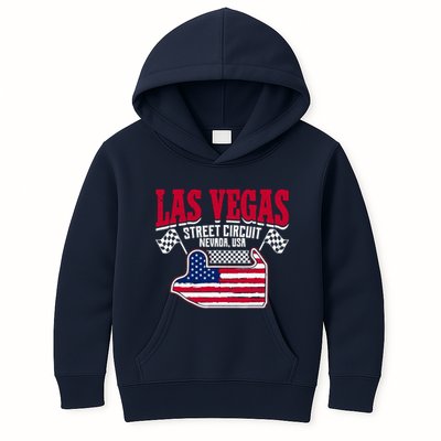 Formula Racing Las Vegas Circuit Open Wheel Car Usa Flag Kids Hoodie