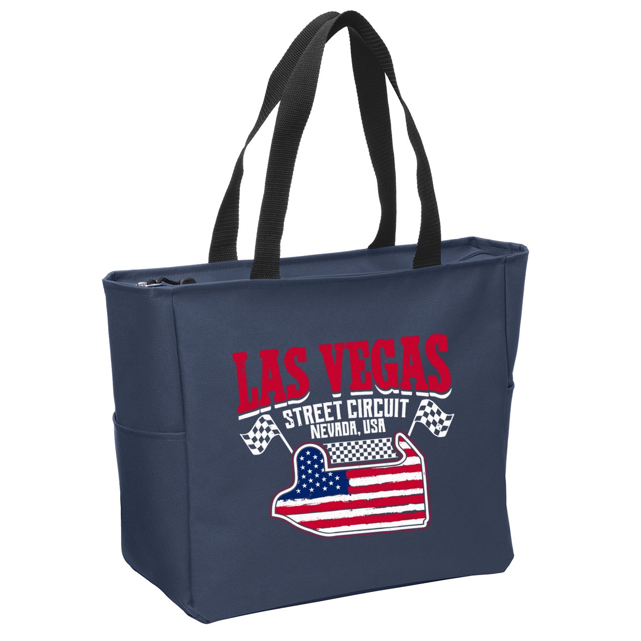 Formula Racing Las Vegas Circuit Open Wheel Car Usa Flag Zip Tote Bag