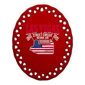 Formula Racing Las Vegas Circuit Open Wheel Car Usa Flag Ceramic Oval Ornament