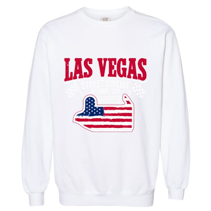 Formula Racing Las Vegas Circuit Open Wheel Car Usa Flag Garment-Dyed Sweatshirt