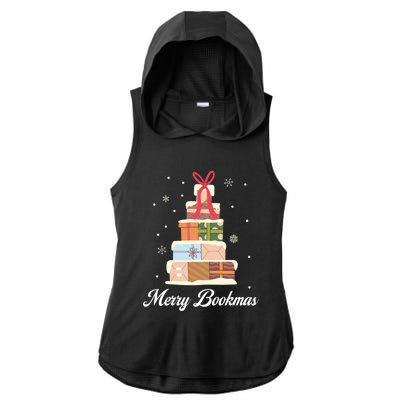 Funny Reading Lover Christmas Merry Bookmas Books Pine Tree Ladies PosiCharge Tri-Blend Wicking Draft Hoodie Tank