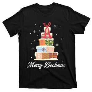 Funny Reading Lover Christmas Merry Bookmas Books Pine Tree T-Shirt