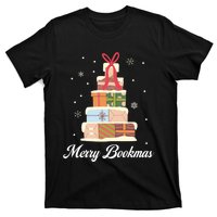 Funny Reading Lover Christmas Merry Bookmas Books Pine Tree T-Shirt