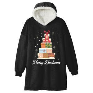 Funny Reading Lover Christmas Merry Bookmas Books Pine Tree Hooded Wearable Blanket