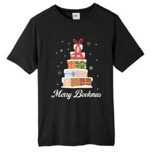 Funny Reading Lover Christmas Merry Bookmas Books Pine Tree Tall Fusion ChromaSoft Performance T-Shirt