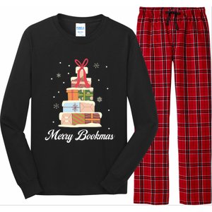 Funny Reading Lover Christmas Merry Bookmas Books Pine Tree Long Sleeve Pajama Set