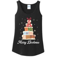 Funny Reading Lover Christmas Merry Bookmas Books Pine Tree Ladies Essential Tank