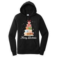 Funny Reading Lover Christmas Merry Bookmas Books Pine Tree Women's Pullover Hoodie