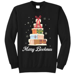 Funny Reading Lover Christmas Merry Bookmas Books Pine Tree Tall Sweatshirt