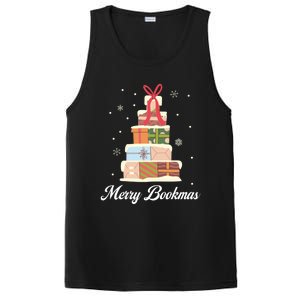 Funny Reading Lover Christmas Merry Bookmas Books Pine Tree PosiCharge Competitor Tank