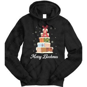 Funny Reading Lover Christmas Merry Bookmas Books Pine Tree Tie Dye Hoodie