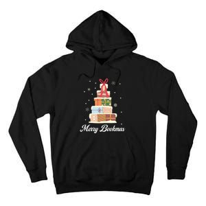 Funny Reading Lover Christmas Merry Bookmas Books Pine Tree Tall Hoodie