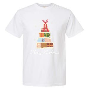 Funny Reading Lover Christmas Merry Bookmas Books Pine Tree Garment-Dyed Heavyweight T-Shirt