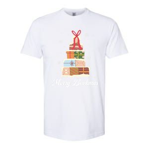 Funny Reading Lover Christmas Merry Bookmas Books Pine Tree Softstyle CVC T-Shirt