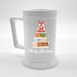 Funny Reading Lover Christmas Merry Bookmas Books Pine Tree Beer Stein