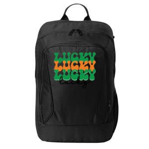 Funny Retro Lucky Shamrock Groovy St Patricks Day City Backpack