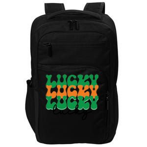 Funny Retro Lucky Shamrock Groovy St Patricks Day Impact Tech Backpack