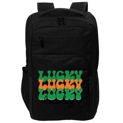 Funny Retro Lucky Shamrock Groovy St Patricks Day Impact Tech Backpack