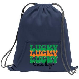 Funny Retro Lucky Shamrock Groovy St Patricks Day Sweatshirt Cinch Pack Bag