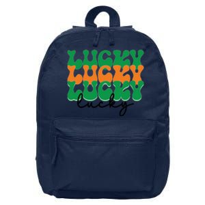 Funny Retro Lucky Shamrock Groovy St Patricks Day 16 in Basic Backpack