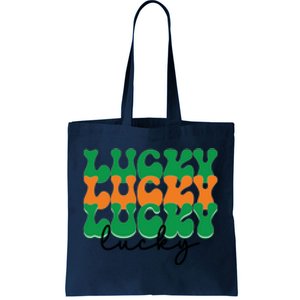 Funny Retro Lucky Shamrock Groovy St Patricks Day Tote Bag