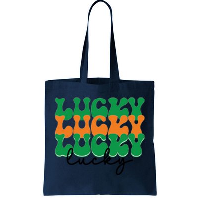 Funny Retro Lucky Shamrock Groovy St Patricks Day Tote Bag